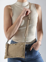Cross Body Tas Velvet Leder Milano Beige velvet VE241111-vue-porte