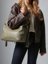 Schoudertas Cow A4 Leder Basilic pepper Groen cow 756385-vue-porte