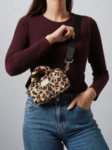 Cross Body Tas Feline Gerecycleerd Polyester Wouf Bruin feline BM250020-vue-porte