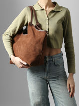 Schoudertas Velvet Caviar Leder Milano Bruin velvet caviar VC241110-vue-porte