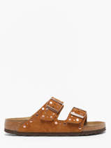 Slippers Arizona Rivet Uit Leder Birkenstock Bruin women 1031731