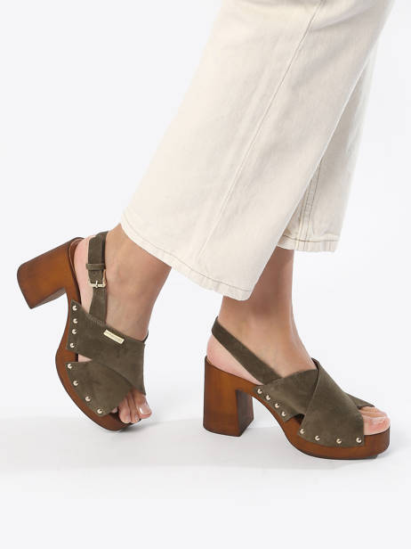 Sandalen Met Hak Tessy Uit Leder Les tropeziennes Groen women B ander zicht 2