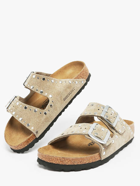 Slippers Arizona Rivet Uit Leder Birkenstock Beige women 1029390 ander zicht 1
