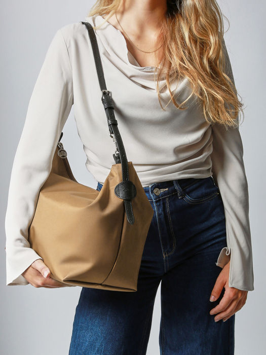 Longchamp Besace longchamp toile Schoudertas Beige