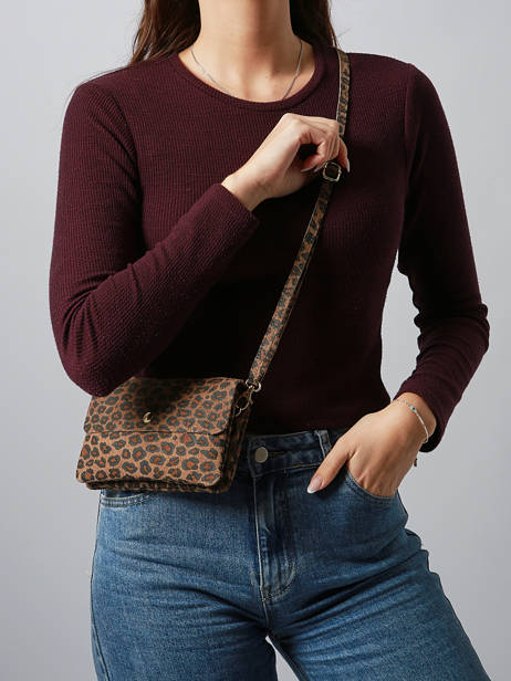 Cross Body Tas Velvet Leopardo Milano Bruin velvet leopardo VL23067 ander zicht 1