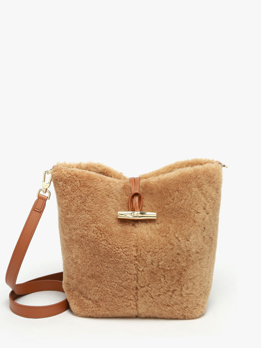 Longchamp Le roseau shearling Cross bodytas Bruin