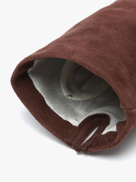 Dameshandschoenen Suède Leder Met Zijden Voering Omega Bruin women gloves S ander zicht 1