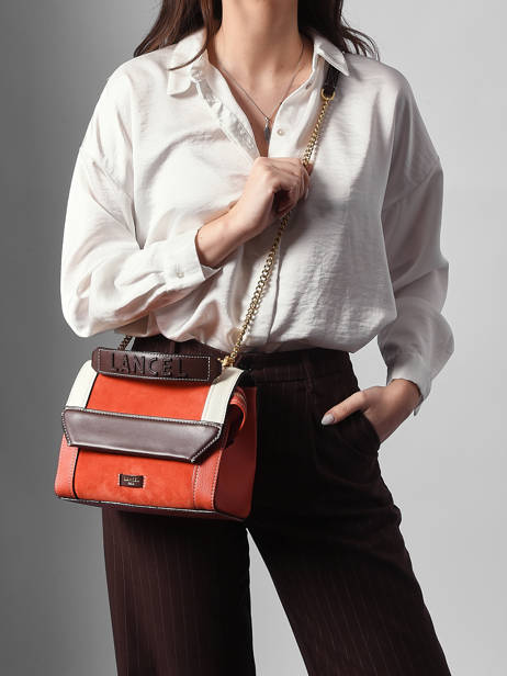 Cross Body Tas Ninon Color Block Leder Lancel Oranje ninon A13370 ander zicht 1