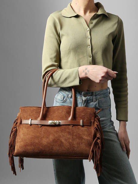 Schoudertas Velvet Leder Milano Bruin velvet VE25114 ander zicht 1