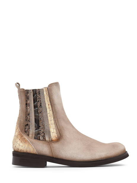 Enkellaarsjes Uit Leder Folie's Beige accessoires 5501