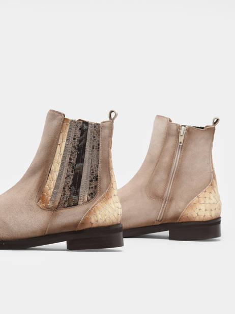 Enkellaarsjes Uit Leder Folie's Beige accessoires 5501 ander zicht 1